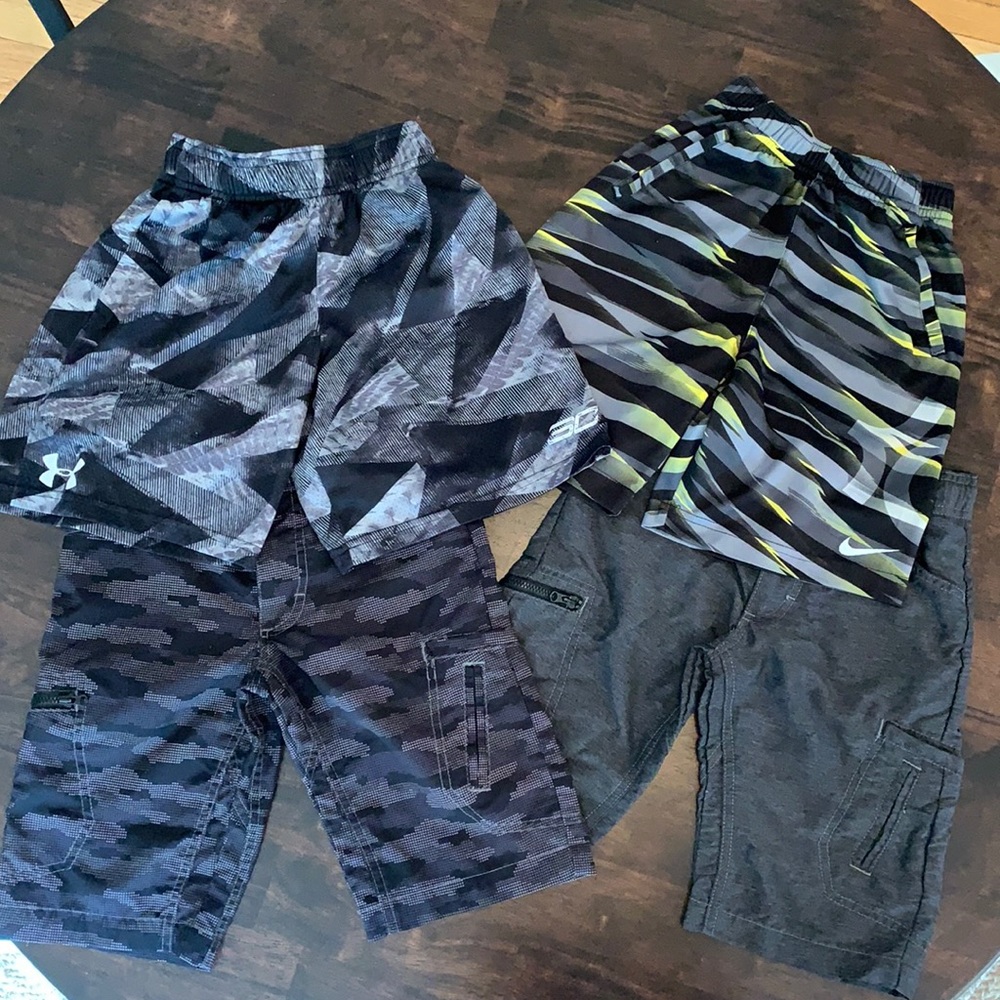 Boys 7 shorts Lot of 4 UA Under Armor Nike